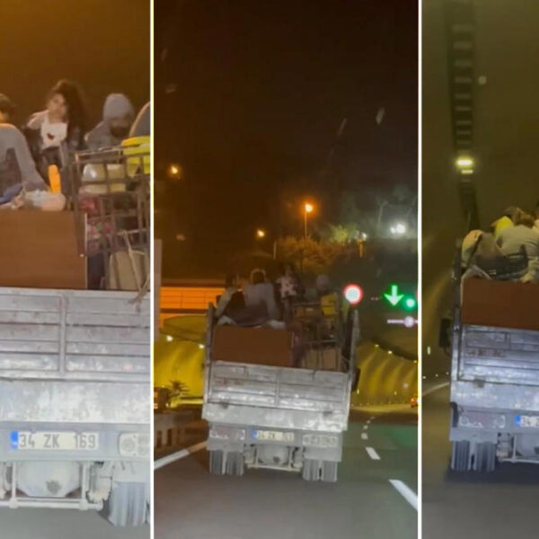 Kamyonet Arka Bölümünde Riskli Seyahat