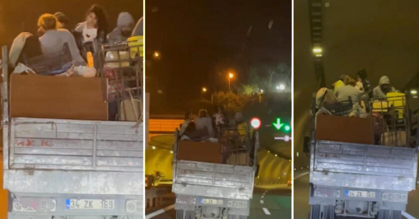 Kamyonet Arka Bölümünde Riskli Seyahat